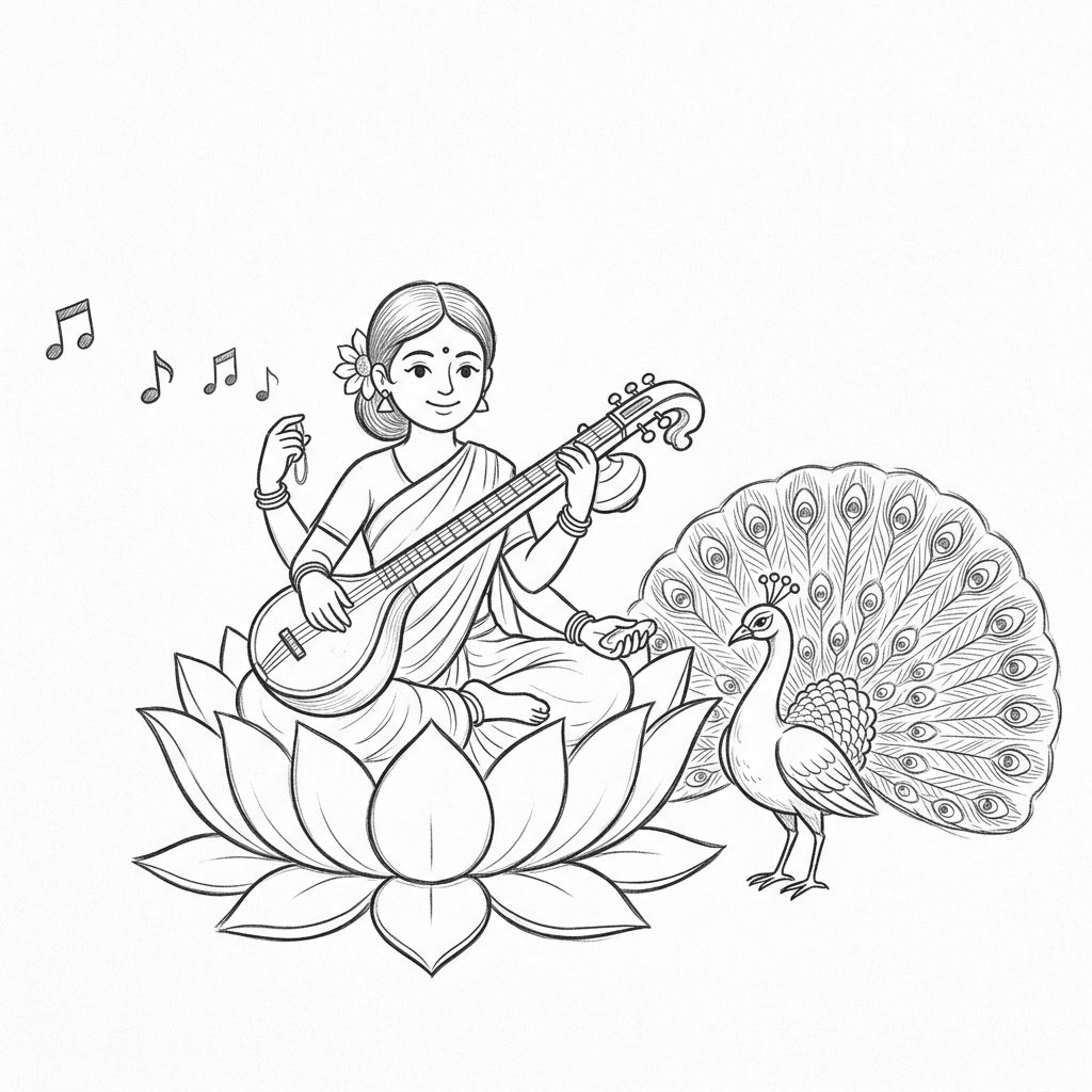 Saraswati Vandana illustration
